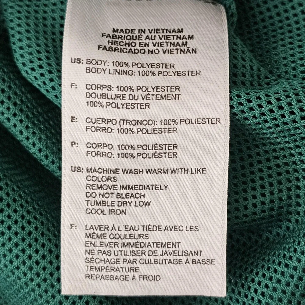 Adidas Jacket Mens Medium Green Full Zip Windbreaker Three Stripes Athletic Logo